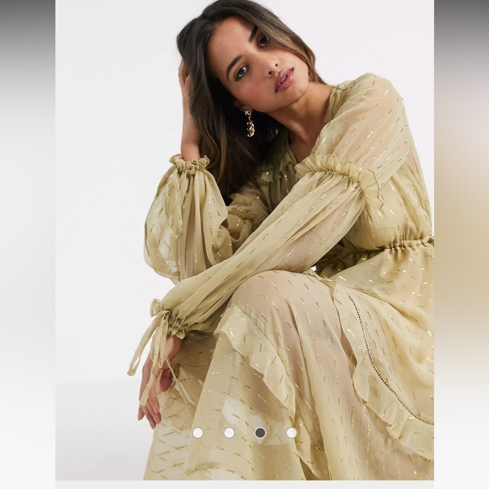 ASOS Gold Ruffled Dress - Picture 3 of 8